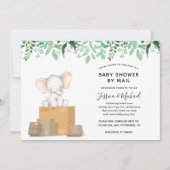 Invitation Elephant avec verdure Baby shower par courrier (Devant)