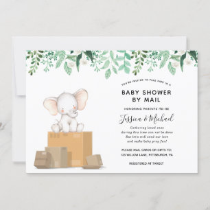 Invitation Elephant avec verdure Baby shower par courrier