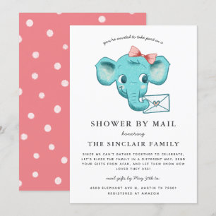 Invitation Eléphant Baby Girl Douche Par Courrier