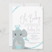 Invitation Eléphant Baby Girl Élégant Baby shower Script (Devant)