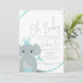 Invitation Eléphant Baby Girl Élégant Baby shower Script (Debout devant)