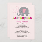 Invitation Elephant Baby Shower (Devant / Derrière)