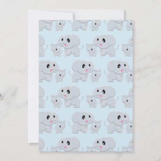 Invitation Elephant Baby shower bleu garçon (Dos)