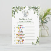 Invitation Eléphant Baby shower Game avec réponse en 5 x 7 (Debout devant)