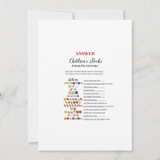 Invitation Eléphant Baby shower Game avec réponse en 5 x 7 (Dos)