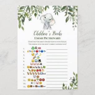 Invitation Eléphant Baby shower Game avec réponse en 5 x 7