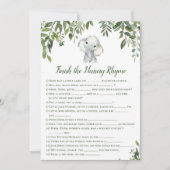 Invitation Elephant Baby shower Jeu avec réponse retour taill (Devant)