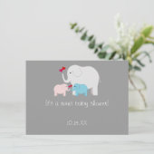 Invitation Elephant Baby shower jumeaux garçon fille (Debout devant)