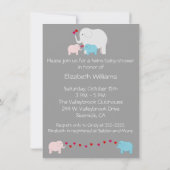 Invitation Elephant Baby shower jumeaux garçon fille (Dos)