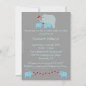 Invitation Elephant Baby shower jumeaux garçons (Dos)