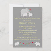 Invitation Eléphant Baby shower jumeaux Genre Neutre (Dos)