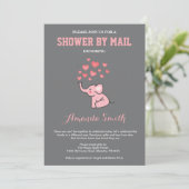 Invitation Eléphant Baby shower par Mail Pink et Grey (Debout devant)