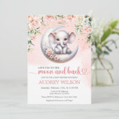 Invitation Elephant Baby shower Vous Aimez À La Lune Et À L'A (Debout devant)