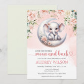 Invitation Elephant Baby shower Vous Aimez À La Lune Et À L'A (Devant / Derrière)