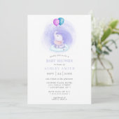 Invitation Eléphant Ballons Aquarelle Baby shower Whimsical (Debout devant)