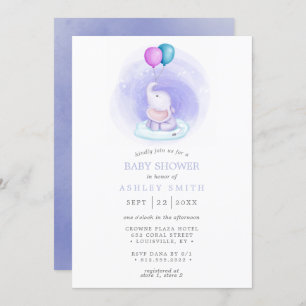 Invitation Eléphant Ballons Aquarelle Baby shower Whimsical