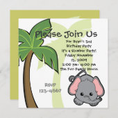 Invitation Eléphant bébé (Devant / Derrière)