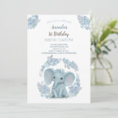 Invitation Eléphant Bébé bleu mignon (Debout devant)