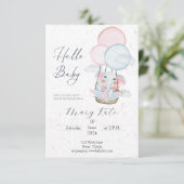 Invitation Elephant bébé dans le baby shower à ballon à air c (Debout devant)