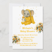 Invitation Elephant bébé dans le Baby shower de pyjama jaune (Devant)
