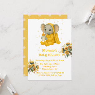 Invitation Elephant bébé dans le Baby shower de pyjama jaune