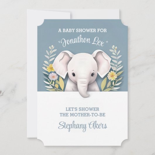 Invitation Eléphant bébé doux (Devant)