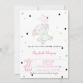 Invitation Éléphant Bébé, Étoiles Baby Shower (Devant)