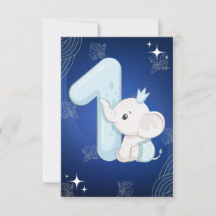 Invitation Eléphant Bébé mignon premier anniversaire