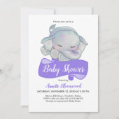 Invitation Eléphant Bébé mou | Baby shower (Devant)