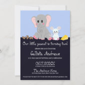 Invitation Eléphant blanc gris mou Souris arachide Anniversai (Devant)