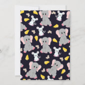 Invitation Eléphant blanc gris mou Souris arachide Anniversai (Dos)