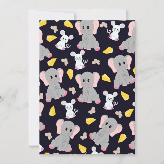 Invitation Eléphant blanc gris mou Souris arachide Anniversai (Dos)