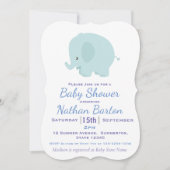 Invitation Eléphant bleu mou et Baby shower de chien (Devant)