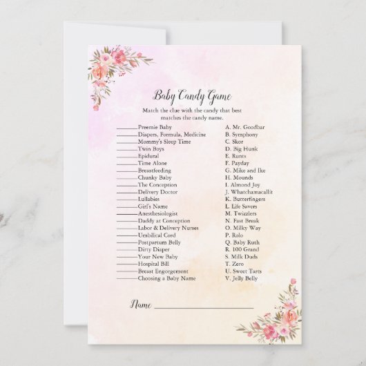 Invitation Elephant Boho Chic Baby shower Candy Jeu (Devant)