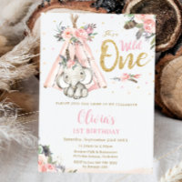 Eléphant Boho Tribal Pink Wild Un 1er anniversaire