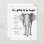 Invitation Eléphant - ça va être énorme - Anniversaire (Devant / Derrière)