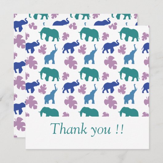 Invitation Eléphant coloré - Personnalisable (Devant / Derrière)