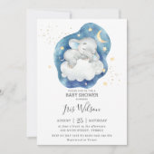 Invitation Eléphant couché Twinkle Star Baby shower garçon (Devant)