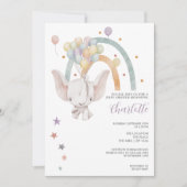 Invitation Eléphant Cute Flottant Avec Baby shower Ballons (Devant)