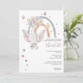 Invitation Eléphant Cute Flottant Avec Baby shower Ballons (Debout devant)