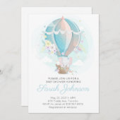 Invitation Elephant dans le Baby shower à ballon à air chaud  (Devant / Derrière)