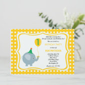 Invitation Éléphant de bébé avec l'arrière - plan jaune de (Debout devant)