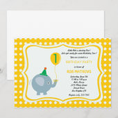 Invitation Éléphant de bébé avec l'arrière - plan jaune de (Devant / Derrière)