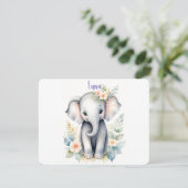 Invitation Éléphant de bébé en fleurs (Debout devant)