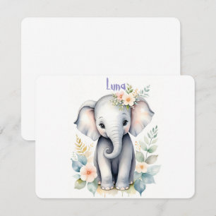 Invitation Éléphant de bébé en fleurs