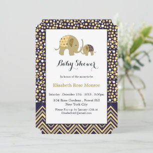 Invitation Eléphant de Bohême et Baby shower Chevron
