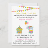Invitation Eléphant de cirque avec Baby shower de banting (Devant)