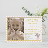 Invitation Eléphant de cirque Vintage - 3e anniversaire (Debout devant)