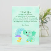Invitation Éléphant de neutre de genre de Merci de baby (Debout devant)