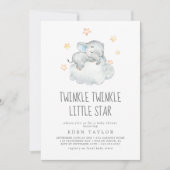 Invitation Eléphant dormant Jumeau Twinkle Little Star (Devant)